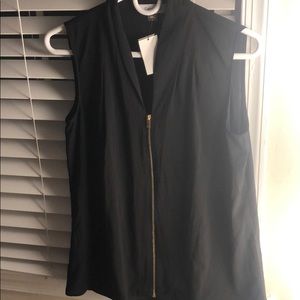 Calvin Klein black blouse with zipper front